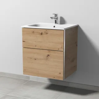 Sanipa 3way Waschtischunterbau zu Geberit Renova Plan Slim Waschtisch mit 2 Auszügen, Eiche Natural- BR68585
