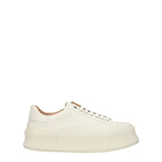 Jil Sander Weiße Stoff-Plattform-Sneaker