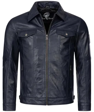 Rock Creek Lederjacke Navy