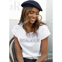 Vivance T-Shirt mit Frontdruck "Bonjour" aus weicher Baumwoll-Qualität