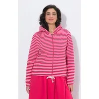 Ulla Popken Sweatjacke Sweatjacke Ringel Saumtunnel Kapuze