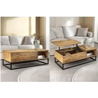 riess-ambiente Couchtisch MAKASSAR FUNCTION 110cm beige – höhenverstellbar, Massivholz, Metall (Einzelartikel, 1-St), Sofatisch mit Liftfunktion – ideal für multifunktionale Wohnzimmer