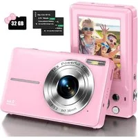Vivitar Digitalkamera mit 32G Micro SD Karte, 1080P Kinderkamera 44MP HD Kinderkamera (inkl. 44MP HD mit 2,4“ LCD-Bildschirm 16X Digitalzoom und 2 Batterien, Beste Wahl für Anfänger, einfach zu bedienen und unterhaltsam)