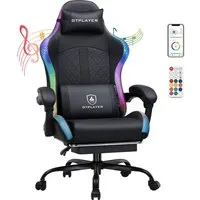 GTPLAYER Gaming-Stuhl Gaming Chair mit Lautsprecher und LED, Bürostuhl, Gamer Stuhl, Fernbedienung und APP-Steuerung, 150KG