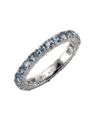Zeeme Gemstones Ring Silber 925 rhodiniert mit 24x Blautopas (beh.)