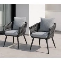 Gardissimo Gartenstuhl 2 er Set Nizza Diningstuhl Loungestuhl (Spar-Set, 2 St), wetterfest / 120 kg Tragkraft / Alu-Gestell