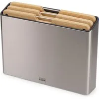 Joseph Joseph Schneidebrett Folio Steel Bamboo, Bambus, Edelstahl, Kunststoff, (Set, 4-St), doppelseitig, rutschfest, fingerabdrucksicher