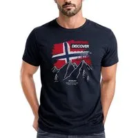 Neverless Print-Shirt Herren T-Shirt Norwegen Flagge Berge Discover Printshirt Outdoor mit Print