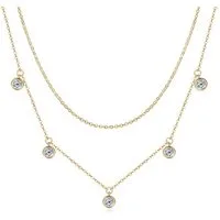 ROUGEMONT Silberkette Funkelnde Moissanit Damen Halskette Layering 925 Sterling Silber 45cm, Echtschmuck mit Echtheitszertifikat