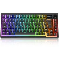 Titanwolf ALPHA Gaming Tastatur TKL, 82 Tasten mechanisch, TFT-Display, RGB Gaming-Tastatur (BT 2,4 GHz, Hot-Swap-Switches, Gasket Mount, 4000 mAh Akku, Drehregler)