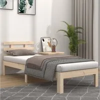 furnicato Bettgestell Einzelbett Massivholz 195,5x78,5x69,5 cm Kiefernholz natur (1-tlg), Bettgestell mit Lattenrost und Kopfteil für Kinder oder kleine Räume