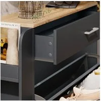 Vicco Schuhschrank Movino, Anthrazit/Eiche, 88.4 x 101.6 cm mit offenen und geschlosse...