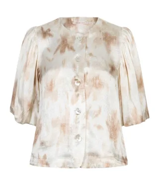 Esqualo - Bluse mit Ballonärmel beige/braun - Gr. - 36