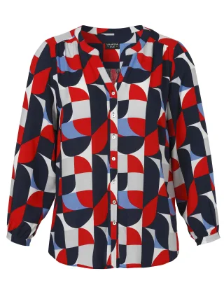 VIA APPIA DUE - Bluse V-Ausschnitt 1/1 Arm Druck rot multicolor - Gr. - 48