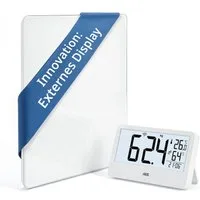 ADE Personenwaage digital mit externem Display, kabellose Funkübertragung, mit Uhrzeit, Thermometer, Hygrometer