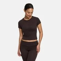 cfab (creamy fabrics) T-Shirt Cotton T-Shirt-Brown Dark-S (1-tlg)