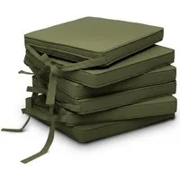 Beautissu Stuhlkissen 6er Set Loft SK Stuhlkissen Olivegrün, 45x40x5cm, Stuhlpolster mit Bändern Sitzkissen für Stühle, rutschfest