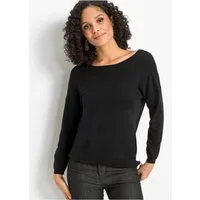 bonprix Strickpullover Viskose-Feinstrick, abgerundeter Saum, Schnürung im Rücken