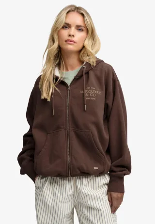 Superdry - Luxe Kapuzenjacke mit Fellimitat-Futter kastanienbraun - Gr. - 8