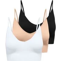 ONLY Bustier ONLVICKY RIB S-L V-NECK 3-PACK TOP NOOS (Packung, 3-tlg) figurbetont, modisch, Materialmix, Jersey, Spaghettiträger