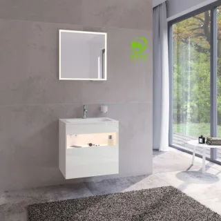 Keuco Stageline Waschtisch-Unterschrank 32852300100 65 x 62,5 x 49 cm, Dekor weiß, Glas weiß klar, mit Elektrik