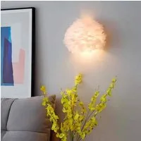 JDONG Wandleuchte 30CM Moderne Kreative Weiße künstliche Feder Wandlampe, E27, Innen Wandleuchter Minimalist Schlafzimmer Nachttischlampe 3000K, Wandbeleuchtung für Kinderzimmer Wohnzimmer Arbeitszimmer Dekorative