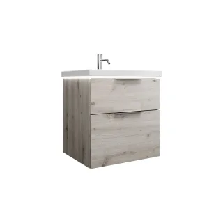 Burgbad Keramik Waschtisch-Set Eqio Eiche Dekor Silber/Alpinweiss, SEZA063F6015C0001 SEZA063F6015C0001