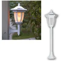 STAR TRADING LED Laterne LED Solar Laterne "FLAME", 4in1, weiß, Kunststoff, warmweiß