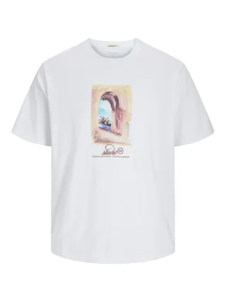 JACK&JONES - JORHYDRA FRONT TEE SS CREW NECK bright white - Gr. - XXL