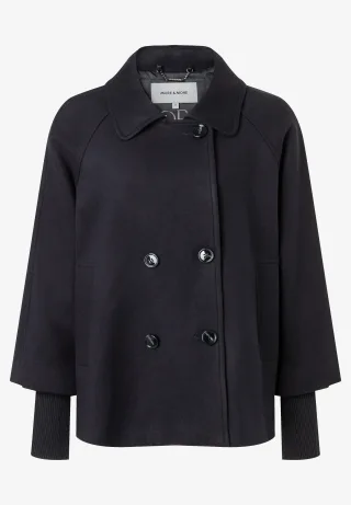MORE & MORE - Zweireihige Wollflausch-Jacke blau - Gr. - 36