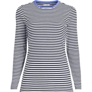 Langarmshirt aus mikrofeinem Baumwollripp für Damen in Petite-Größe, Damen, size: petite, Pink, Baumwolle/Elasthan, by Lands' End