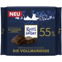Ritter SPORT Schokolade, Ritter Sport Die Vollmundige Edel-Halbbitter-Schokolade Packung 75g