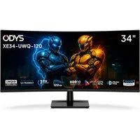 Odys XE34-UWQ-120 LED-Monitor (86 cm/34 ", 3.440 x 1.440 px, UWQHD, 1 ms Reaktionszeit, 120 Hz, VA, LED, 34" Gaming Monitor, UWQHD, 120 Hz, 1 ms, HDR10, VA, DCI 89)