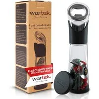 wortek Flaschenöffner Getränkeöffner mit Auffangbehälter Bieröffner (Set, 2-tlg., Flaschenöffner mit Kronkorken Sammler), Geschenk für Männer und Bierliebhaber Biergeschenk