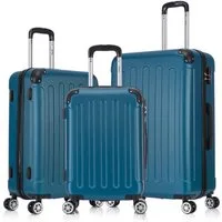 Flexot Hartschalen-Trolley F-2045 Kofferset, 360° Rollen, robuster Reisekoffer, Bordcase, 4 Rollen, Robuster und moderner Koffer mit vier 360° Rollen und Zahlenschloss