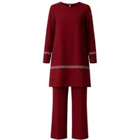 fashionshowcase Hosenanzug Zweiteiler mit langer Tunika mit Glitzerborten - Modest Fashion (2-tlg) Doppelsaum, funkelnde Akzente, 4-Jahreszeiten-tauglich