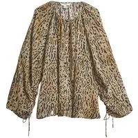 Bhoem Langarmbluse BHOEM Geknöpfte Bluse mit Animalprint (1-tlg)