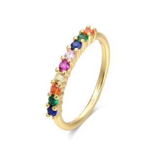 Ring aus 925er Sterlingsilber und mehrfarbigen Zirkonen mit 18 Karat Gelbgoldplattierung