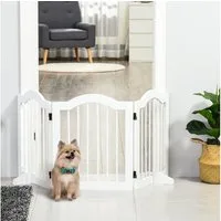 PawHut Hundegitter Hund Türschutzgitter Faltbar mit 2 Stützfüßen (Absperrgitter, 1 St., Absperrgitter), für Küche, Flur, Weiß