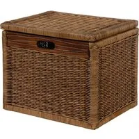 Krines Home Aufbewahrungskorb Hoher Korb mit Deckel Rattan geflochten Regalkorb Aufbewahrungsbox, Mit Inlett