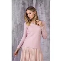 Passioni Strickpullover mit Perlensaum