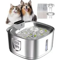 LIANNA Trinkbrunnen Trinkbrunnen Katze Hund, Edelstahl kabellos Sensor, 3,2L leise Pumpe