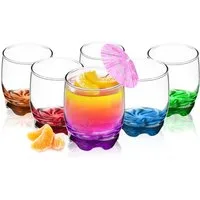 Sendez Gläser-Set 6 Trinkgläser 250ml mit butem Boden Glas Wassergläser Saftgläser