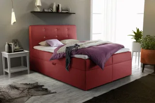 Boxspringbett Schlafzimmerbett MONZA Kunstleder Rot 140x200 cm