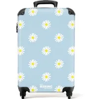 NoBoringSuitcases.com© Hartschalen-Trolley Pastellblau mit Gänseblümchen 55x35x20cm, 4 Rollen, Handgepäck Koffer & Trolleys, Luggage, Reisekoffer Frauen