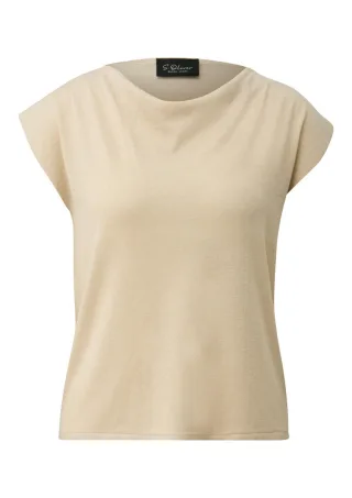 s.Oliver BLACK LABEL - Stricktop mit elegantem Wasserfallausschnitt beige - Gr. - 38