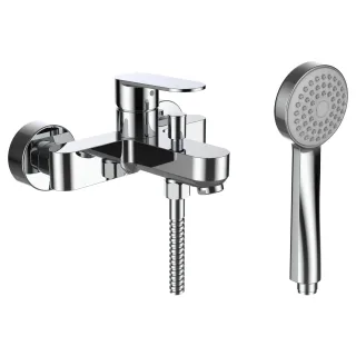 LAUFEN Wannenarmatur Aufputz NEJA mit Zubehör Kunststoffschlauch 1500 mm Handbrause MyCity100 chrom H3215170041311