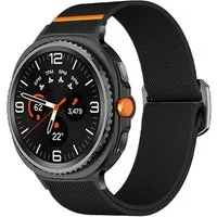 Wigento Smartwatch-Armband Für Samsung Galaxy Watch 8 / 8 Classic Nylon Sport Armband Schwarz, Verstellbarer Schiebeverschluss, elastisch, atmungsaktiv