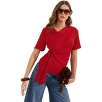 Friends Like These Kurzarmbluse Friends Like These Bluse mit seitlicher Bindung (1-tlg)
