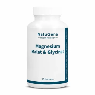 NatuGena Magnesium Malat & Glycinat | 90 Kapseln | Magnesium-Komplex | hergestellt in Deutschland | vegan